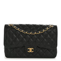 Caviar Quilted Jumbo Double Flap Black