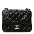 Lambskin Quilted Mini Square Flap Black