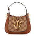 New Canvas Charisma Calfskin Crystal GG Monogram Mini Jackie 1961 Hobo Camel Ebony