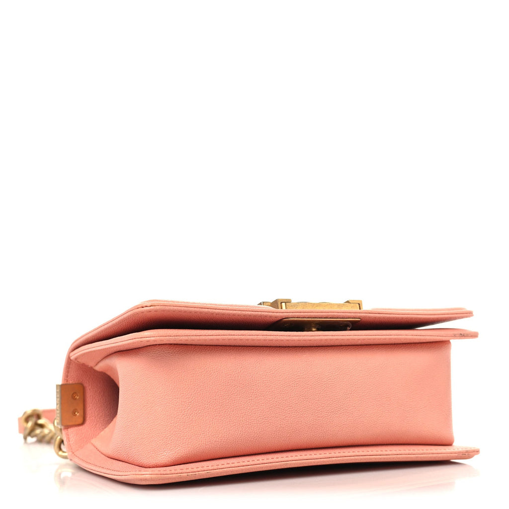 Caviar Quilted Small Boy Flap Light Pink