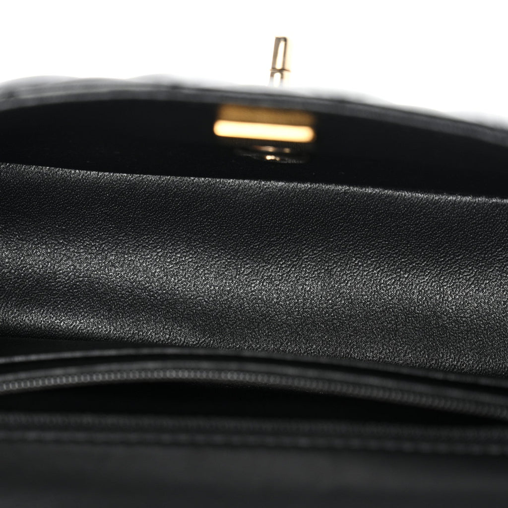 Lambskin Quilted Mini Rectangular Flap Black