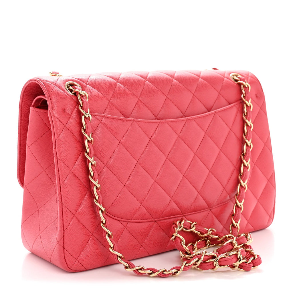 Caviar Quilted Jumbo Double Flap Dark Pink