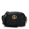 Calfskin Matelasse Mini GG Marmont Chain Shoulder Bag Black