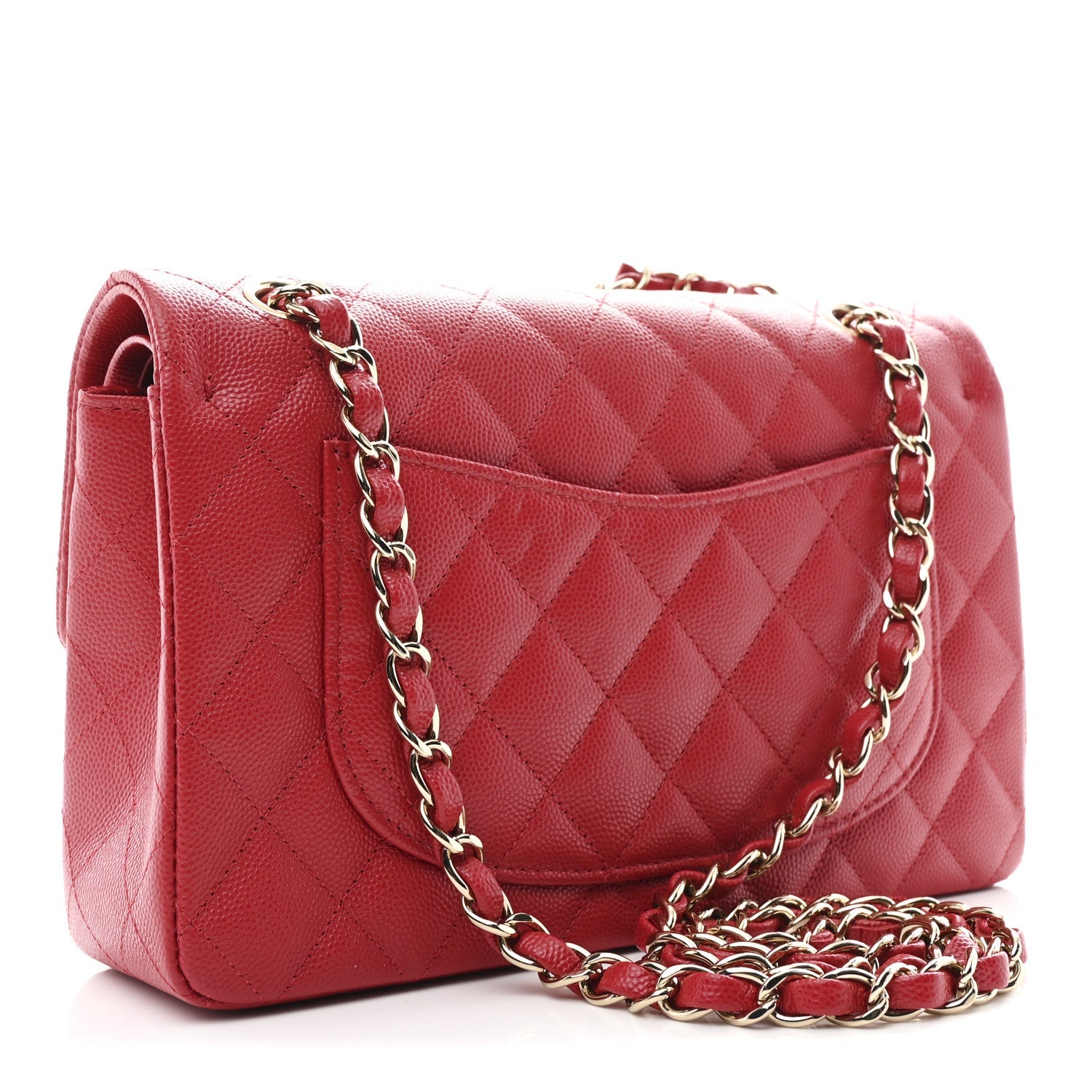 Caviar Quilted Small Double Flap Red