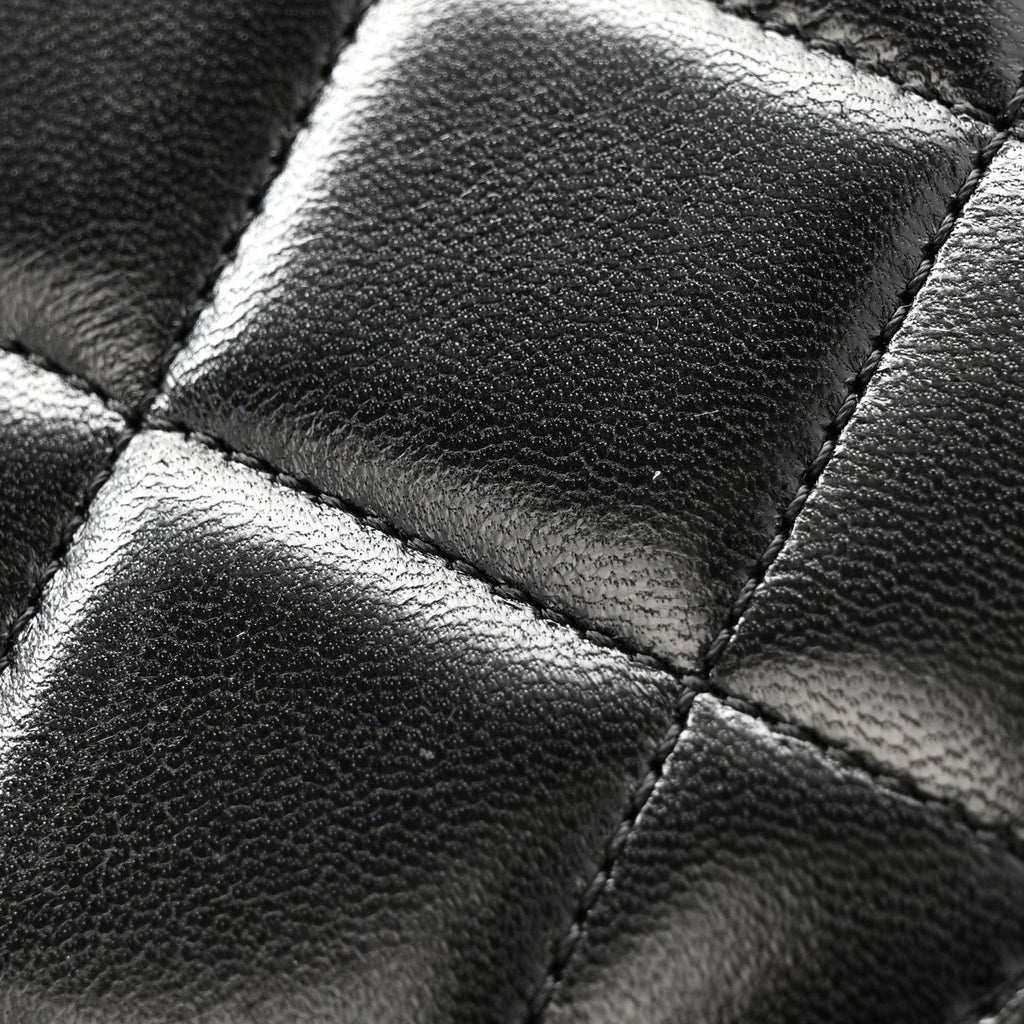 Lambskin Quilted Medium Trendy CC Flap Dual Handle Bag Black