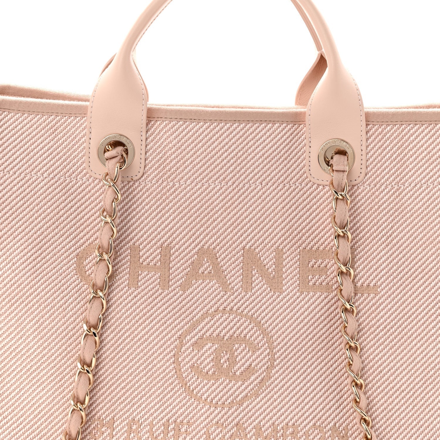 Mixed Fibers Calfskin Medium Deauville Tote Beige