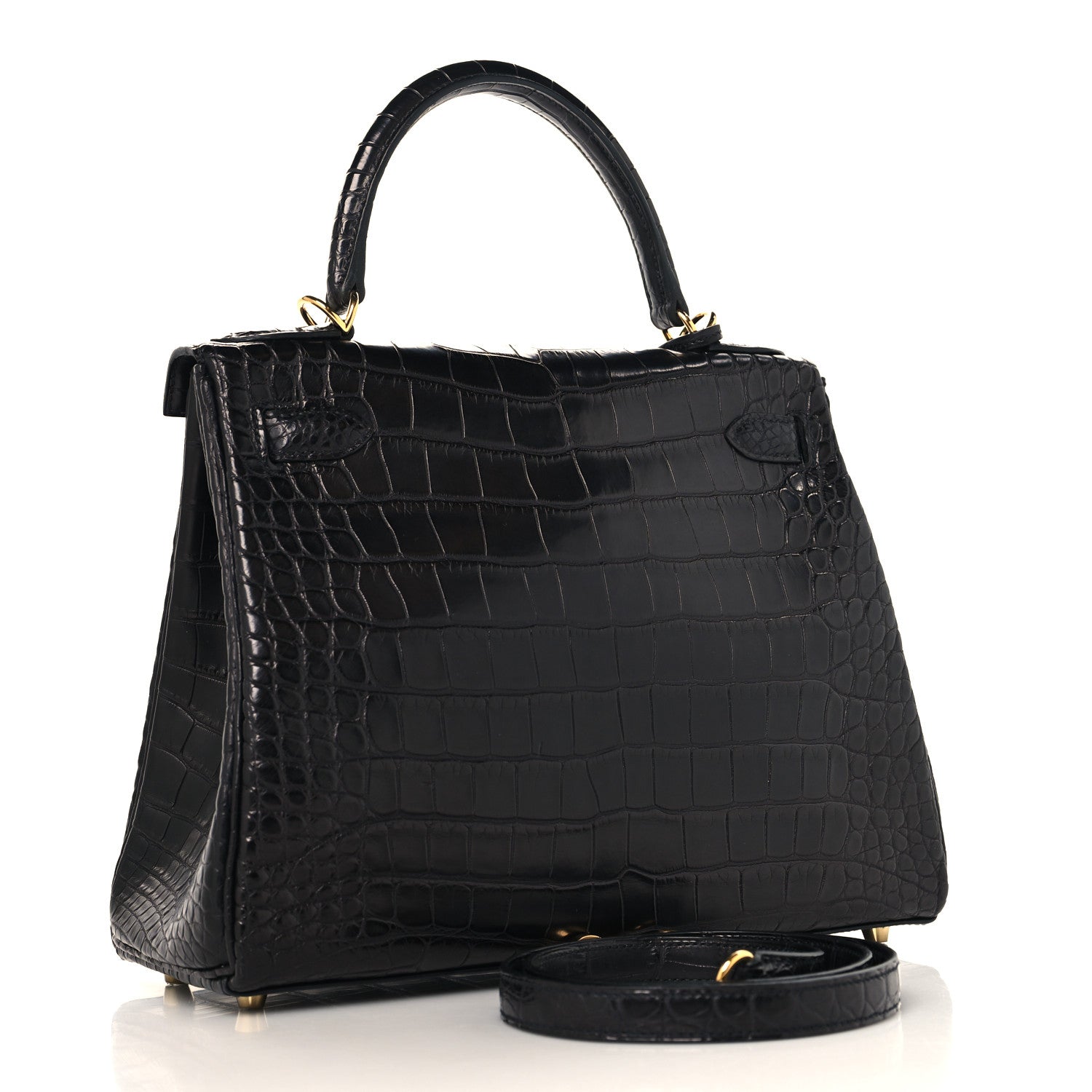 Matte Alligator Kelly Retourne 28 Black