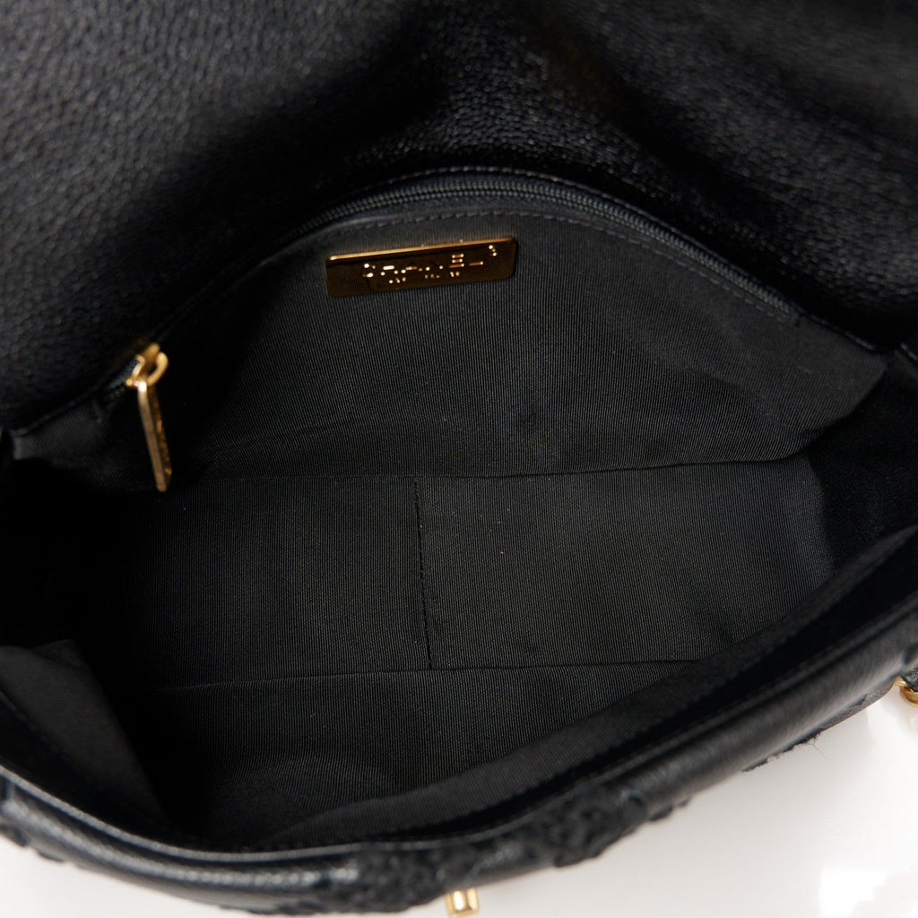 Calfskin Crochet Medium Chanel 19 Flap Black