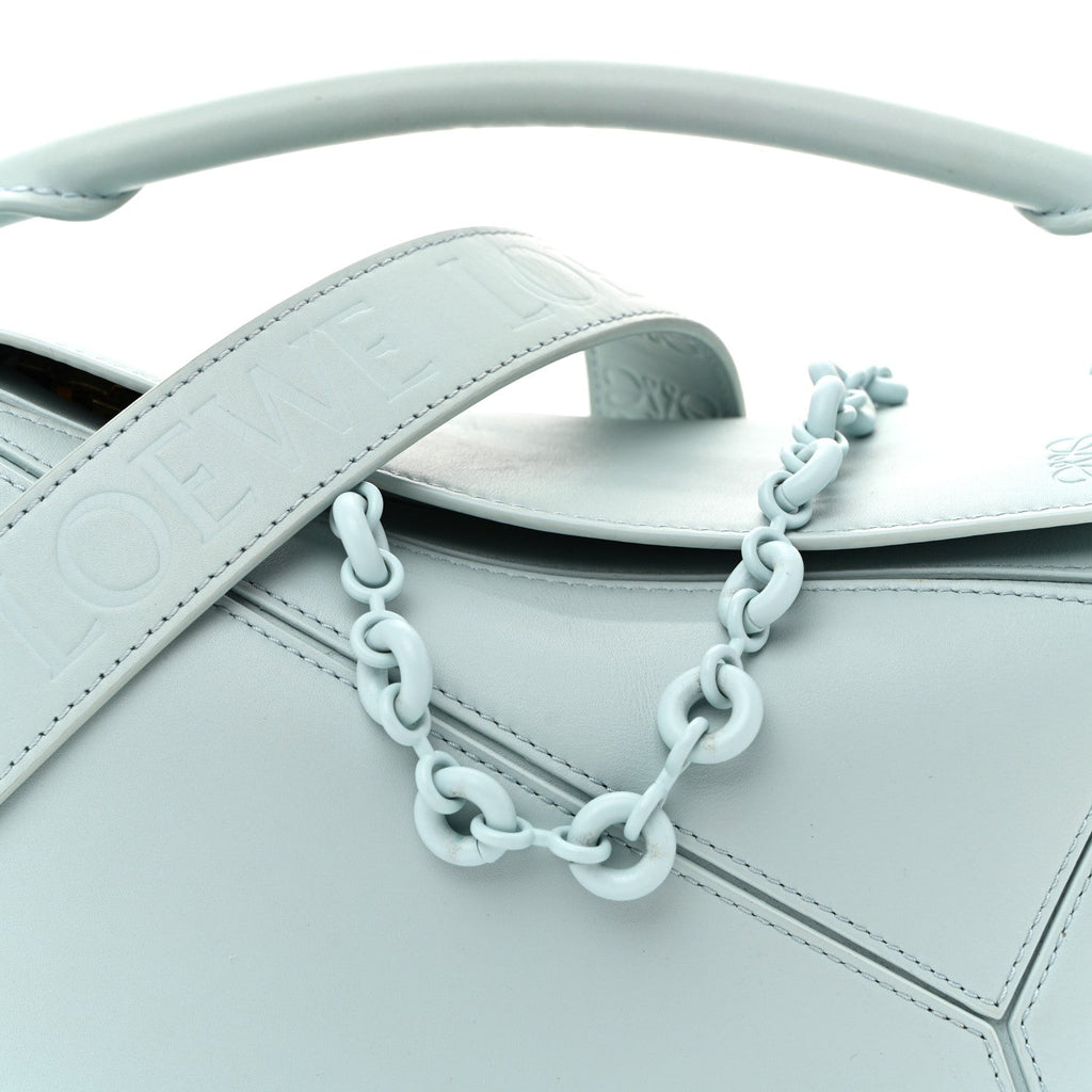 Grained Calfskin Small Puzzle Bag Aquamarine