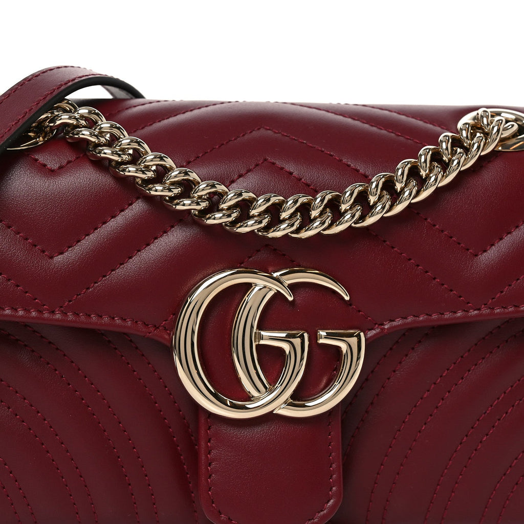 Calfskin Matelasse Mini GG Marmont Shoulder Bag Rosso Ancora