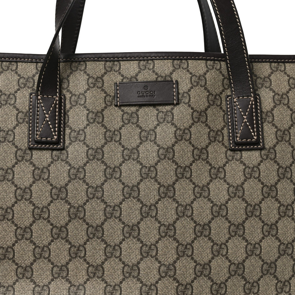 GG Supreme Monogram Medium Zippered Shopping Tote  Dark Brown