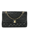 Lambskin Quilted Medium Double Flap Bag Black
