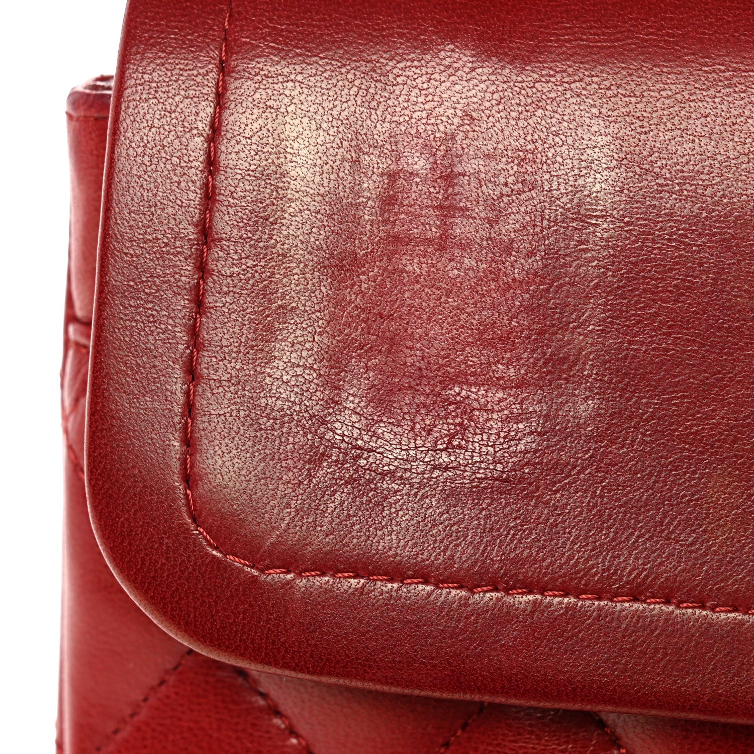 Lambskin Quilted Medium Double Flap Red