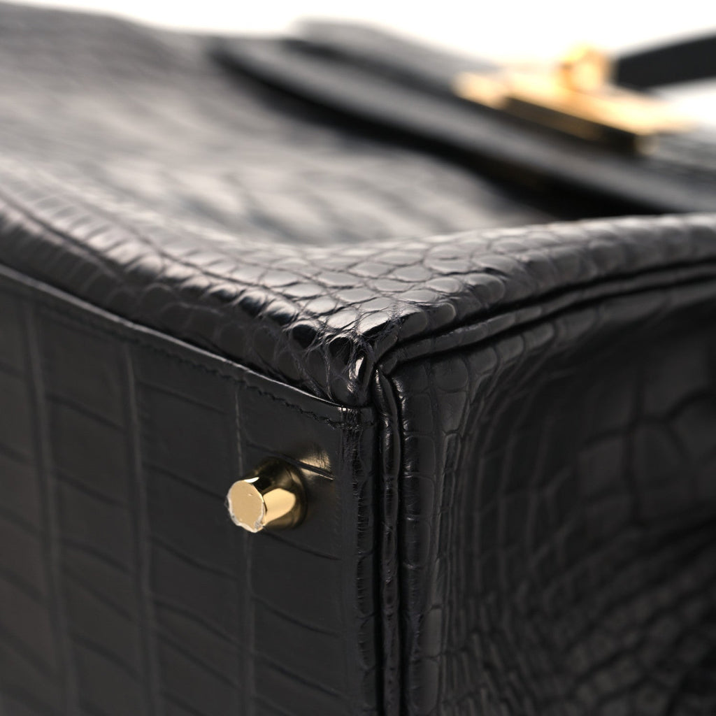 Matte Alligator Kelly Retourne 28 Black