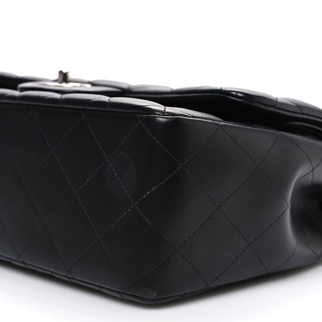 Lambskin Quilted Jumbo Double Flap Black